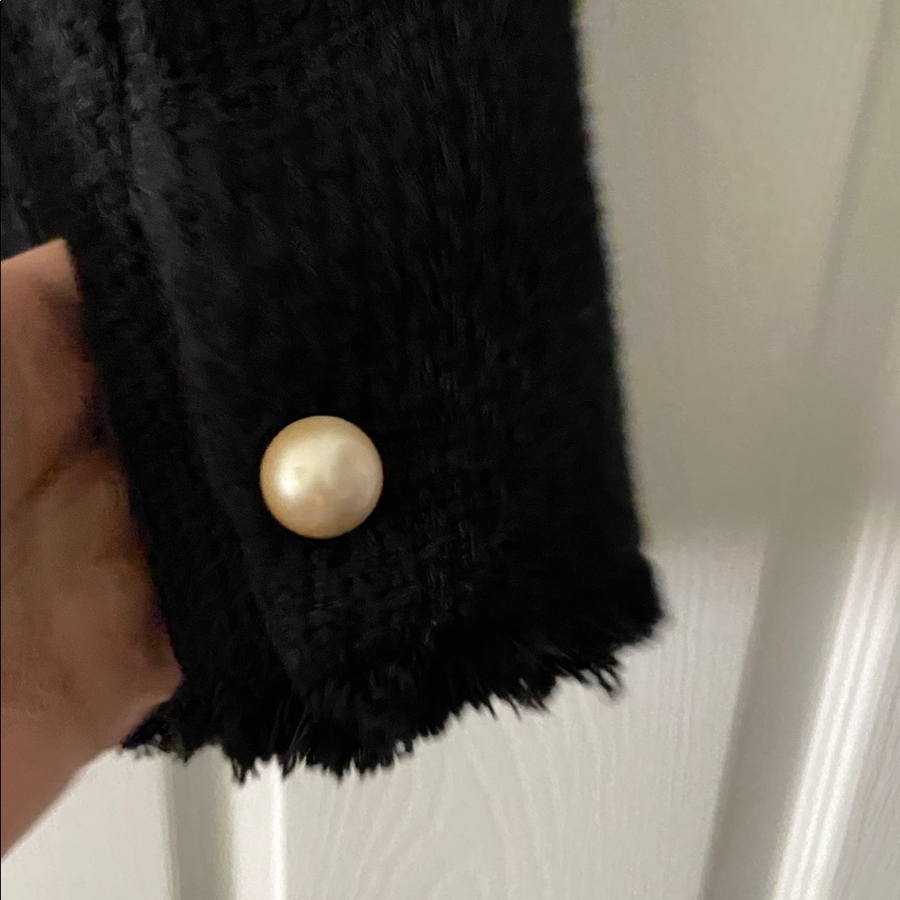 MNG Black Textured Blazer with pearl Buttons size S length 29” bust 36” - Picture 8 of 12